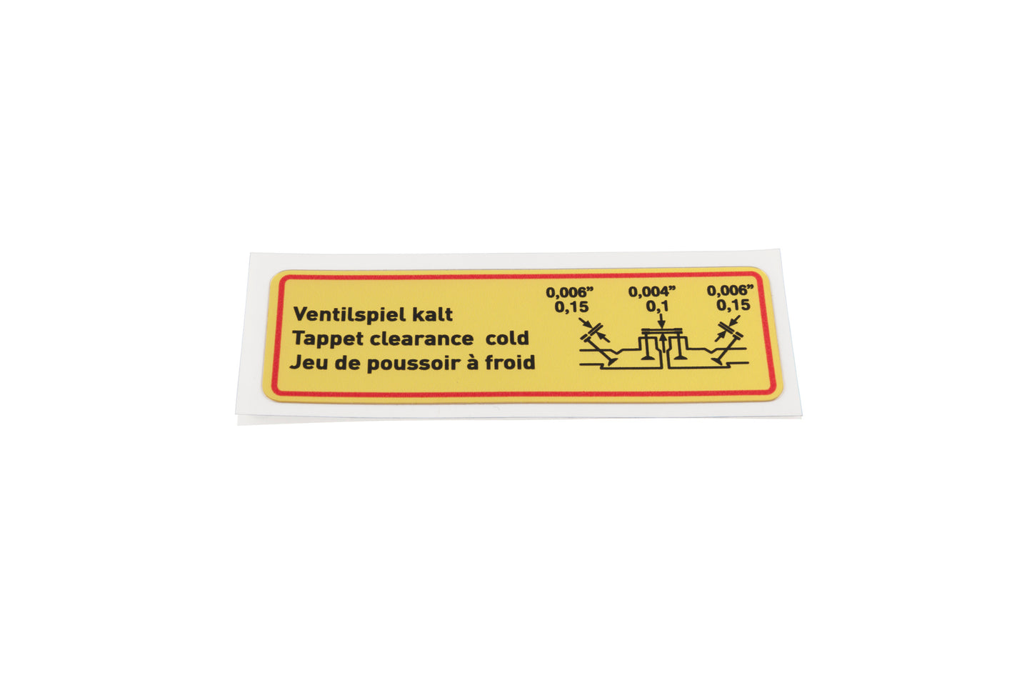 Decal – “Tappet clearance cold”