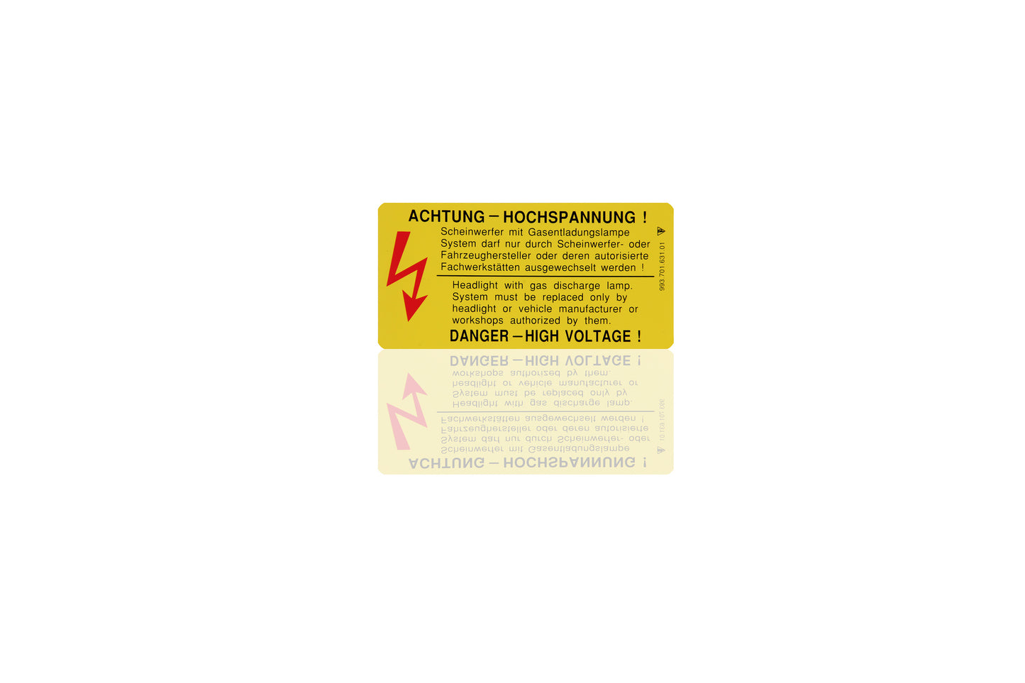 Adhesive label, high-voltage headlights