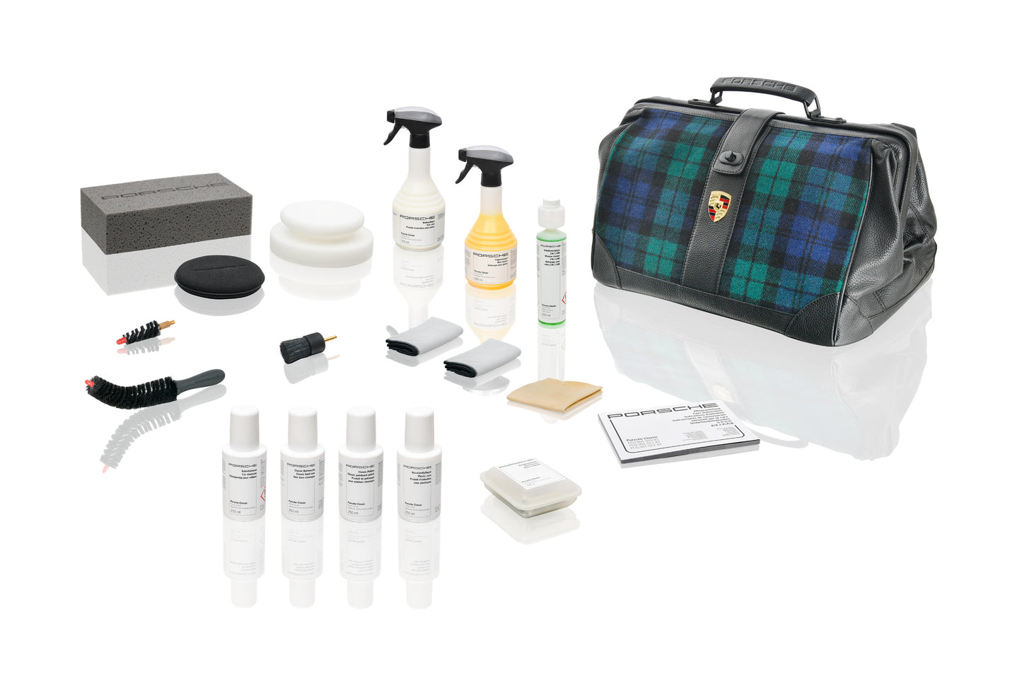 Porsche Classic car care set green/blue tartan