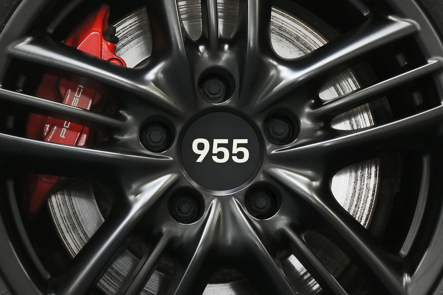 "955" hub cap, Matt Black (Set of 4)