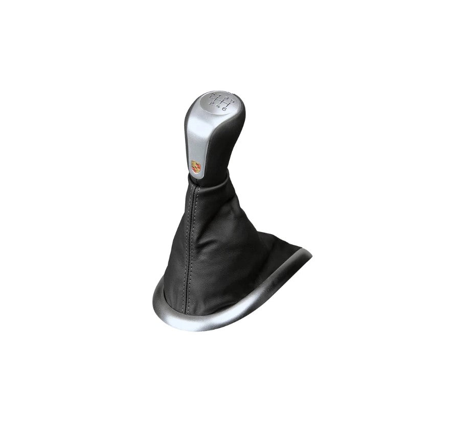Shift knob, aluminum/leather, Black