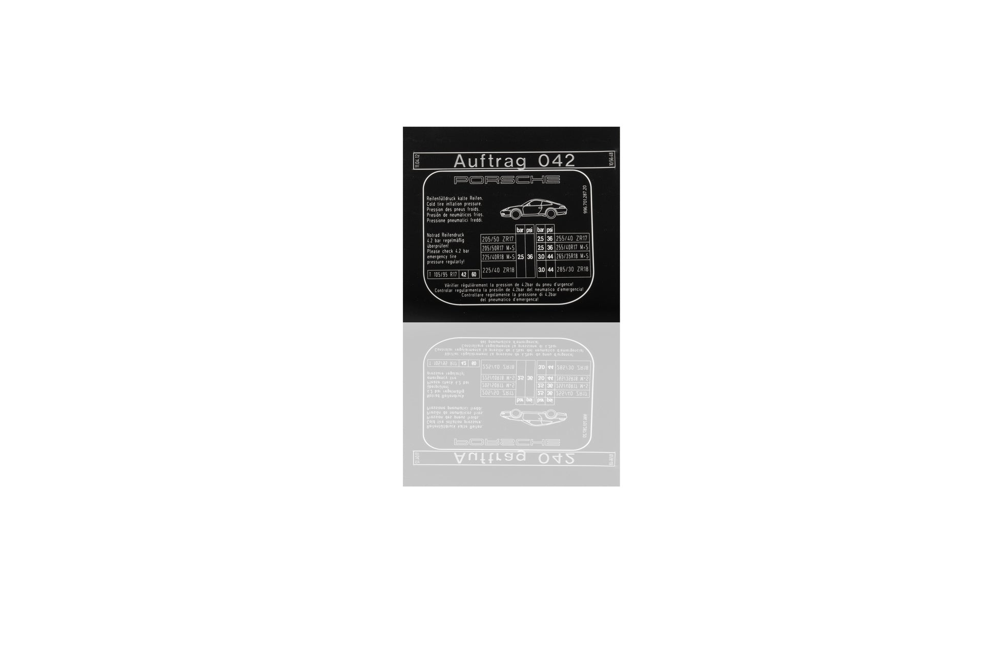 Genuine VW Corrado G60 Tyre Pressure Sticker - OEM 535 010 042