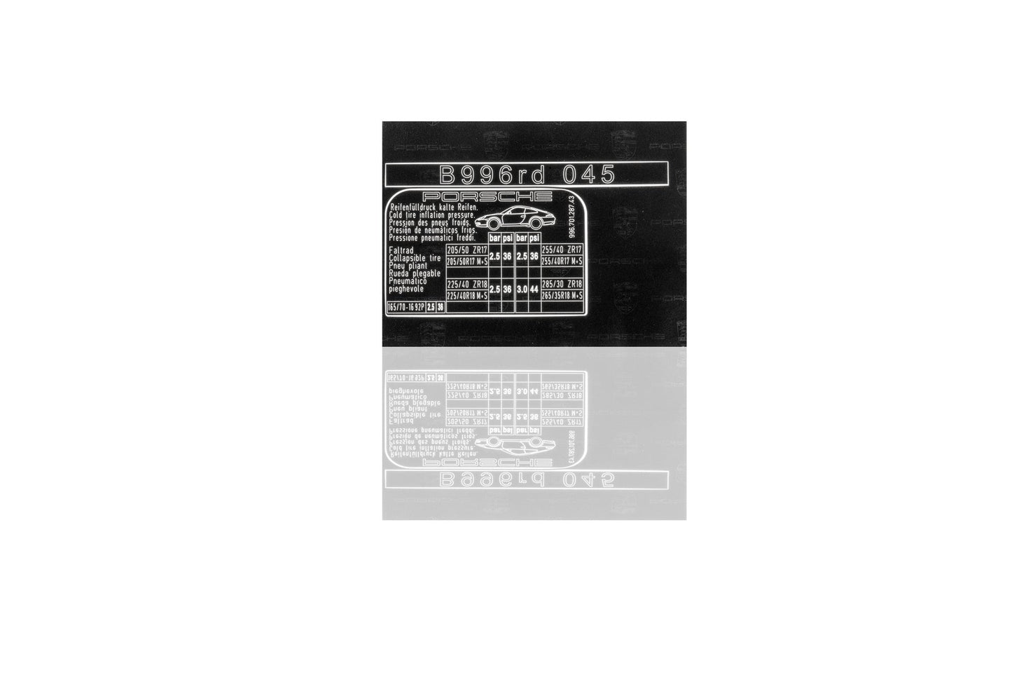 Adhesive label, tyre pressure