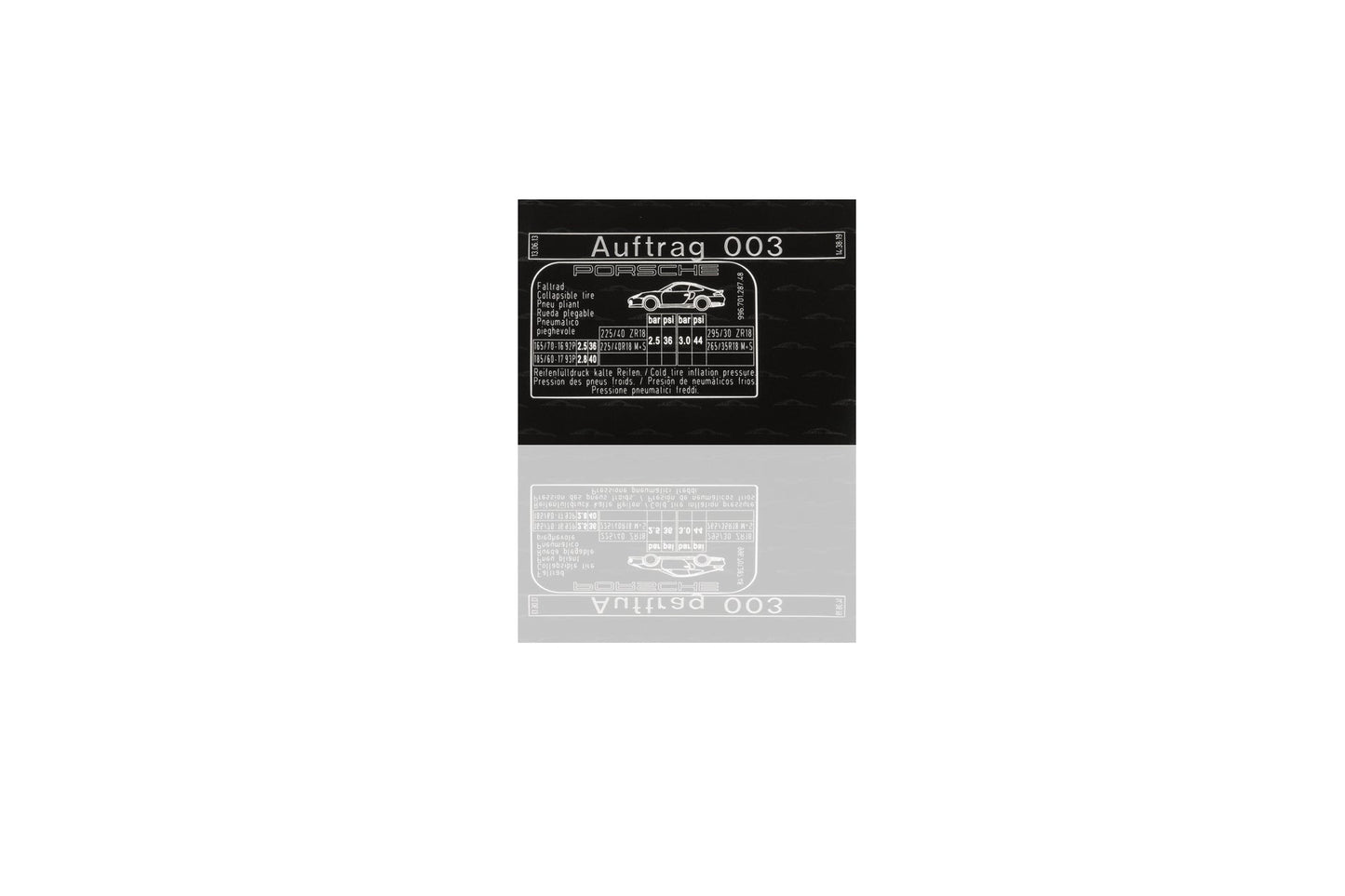 Adhesive label, tyre pressure