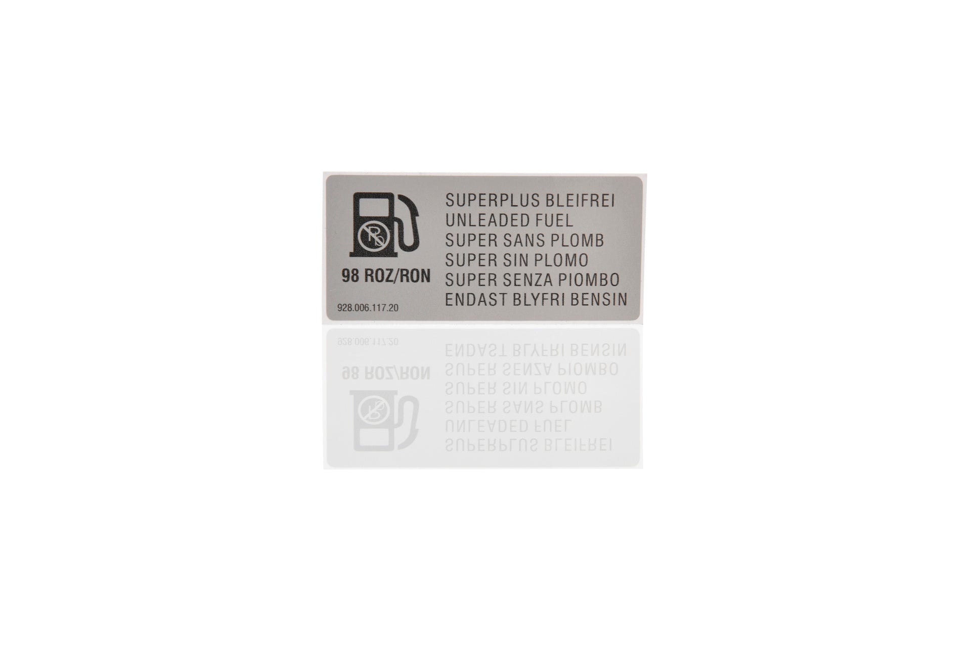 Adhesive label – 98 RON – Porsche Downtown Classic Parts