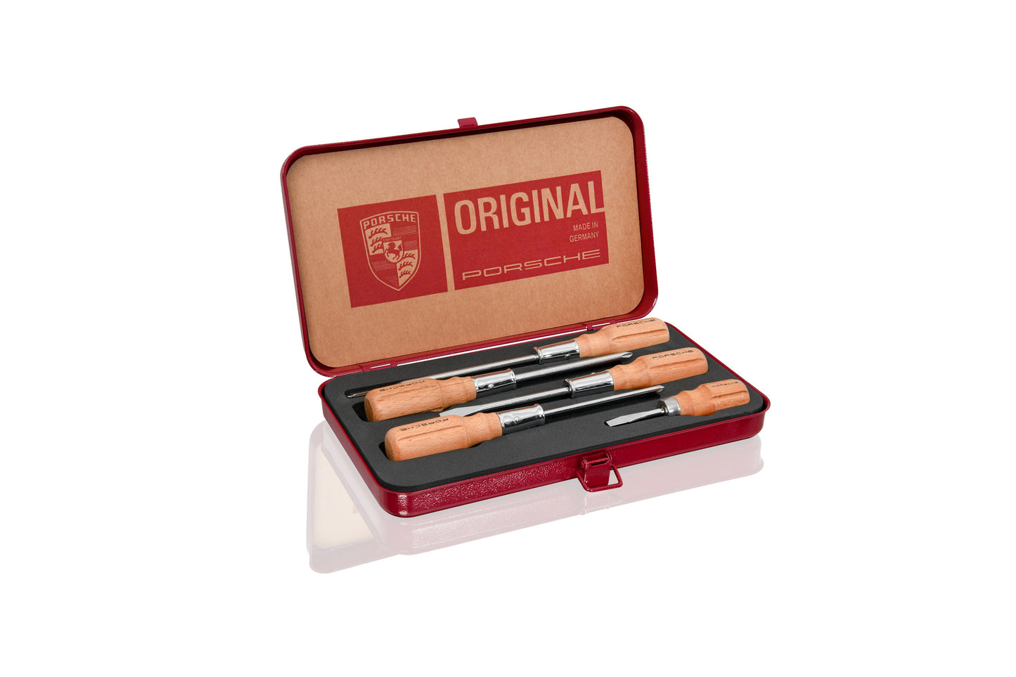 Wooden-handle screwdriver tool set with box, five-piece
